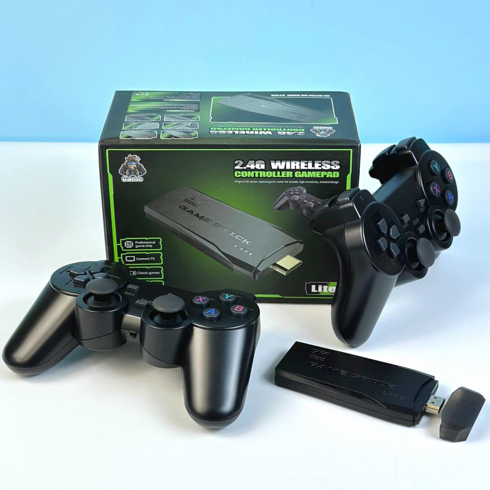 4K Plug & Play Game Stick with Two Wireless Controllers & 20000+ Built-in Games