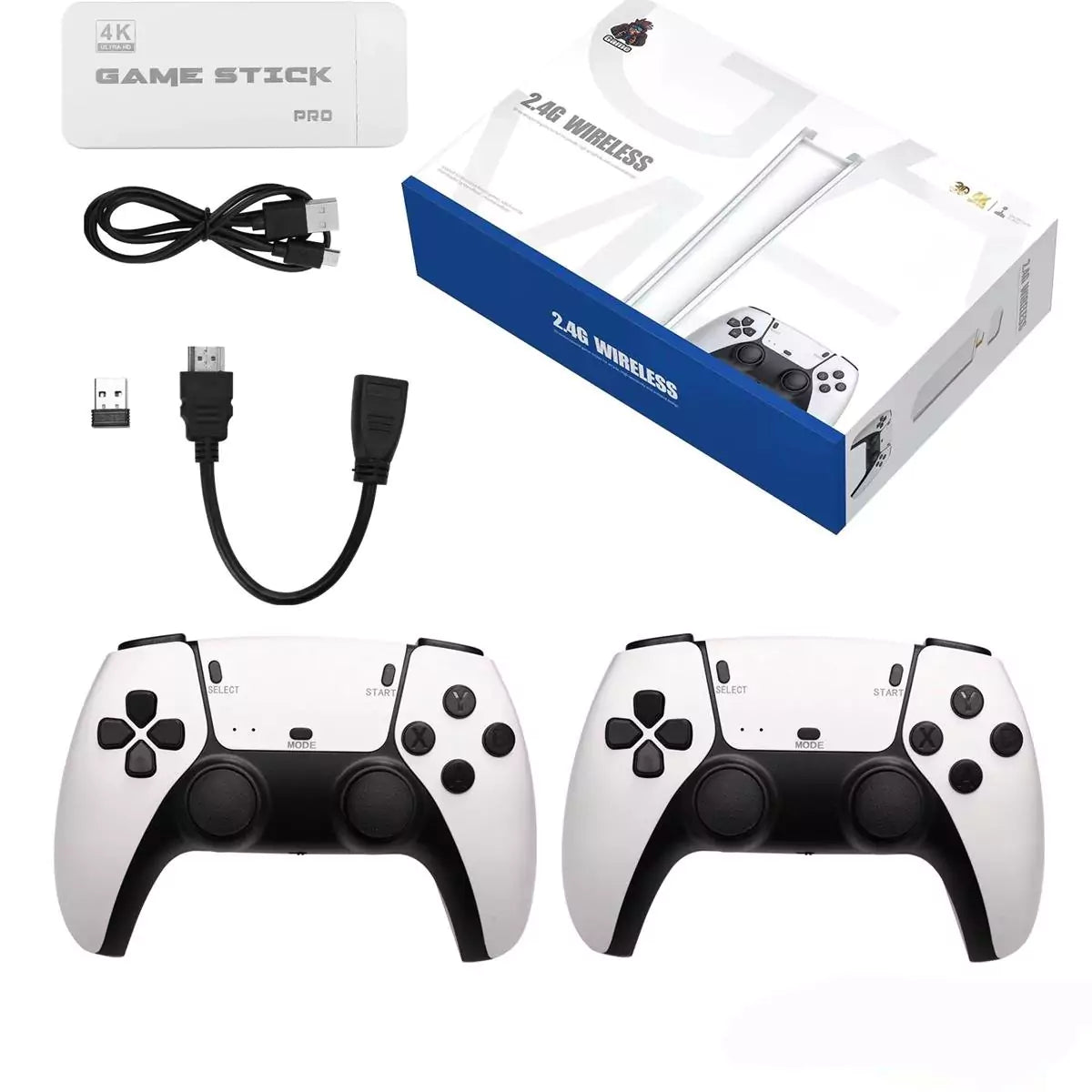 New 4K Plug & Play Game Stick with Two Advanced Wireless Controllers & 20000+ Built-in Games M15