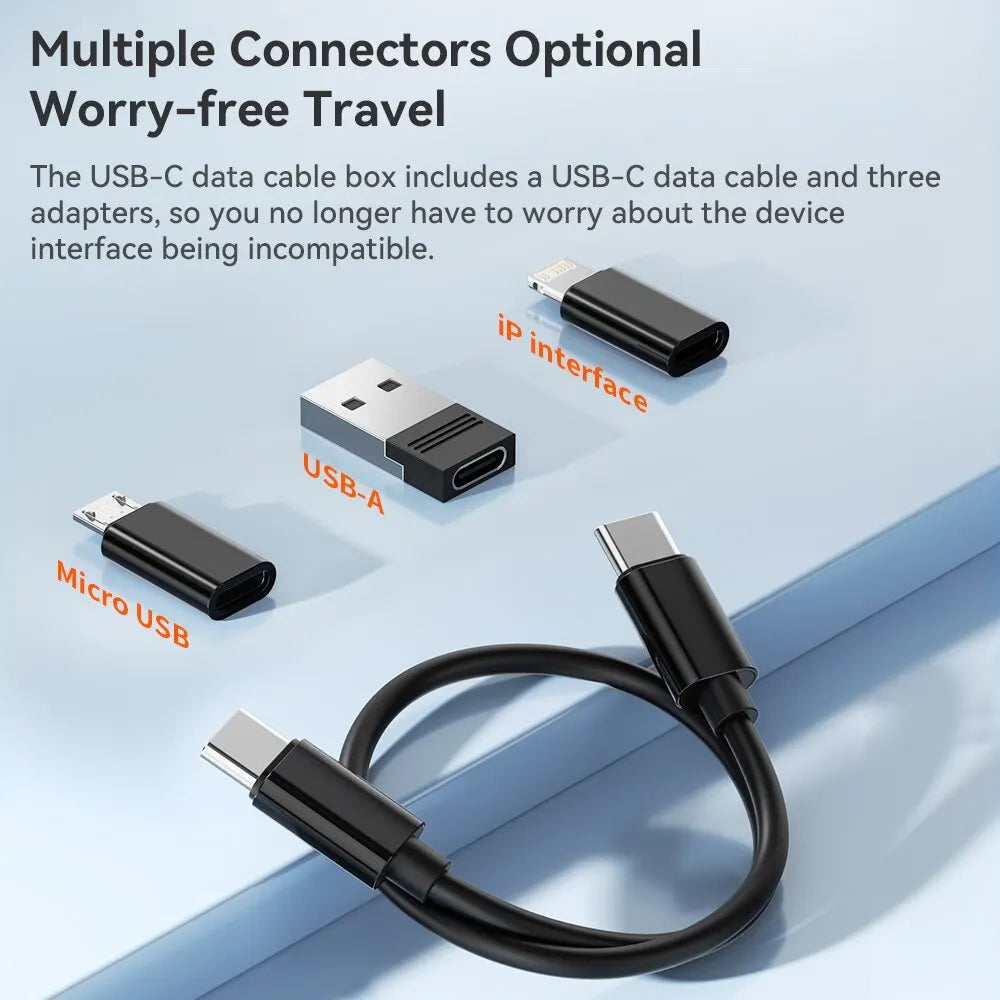 4 In 1 Mini Data Cable Set Storage - USB Type C To USB C Cable 60W