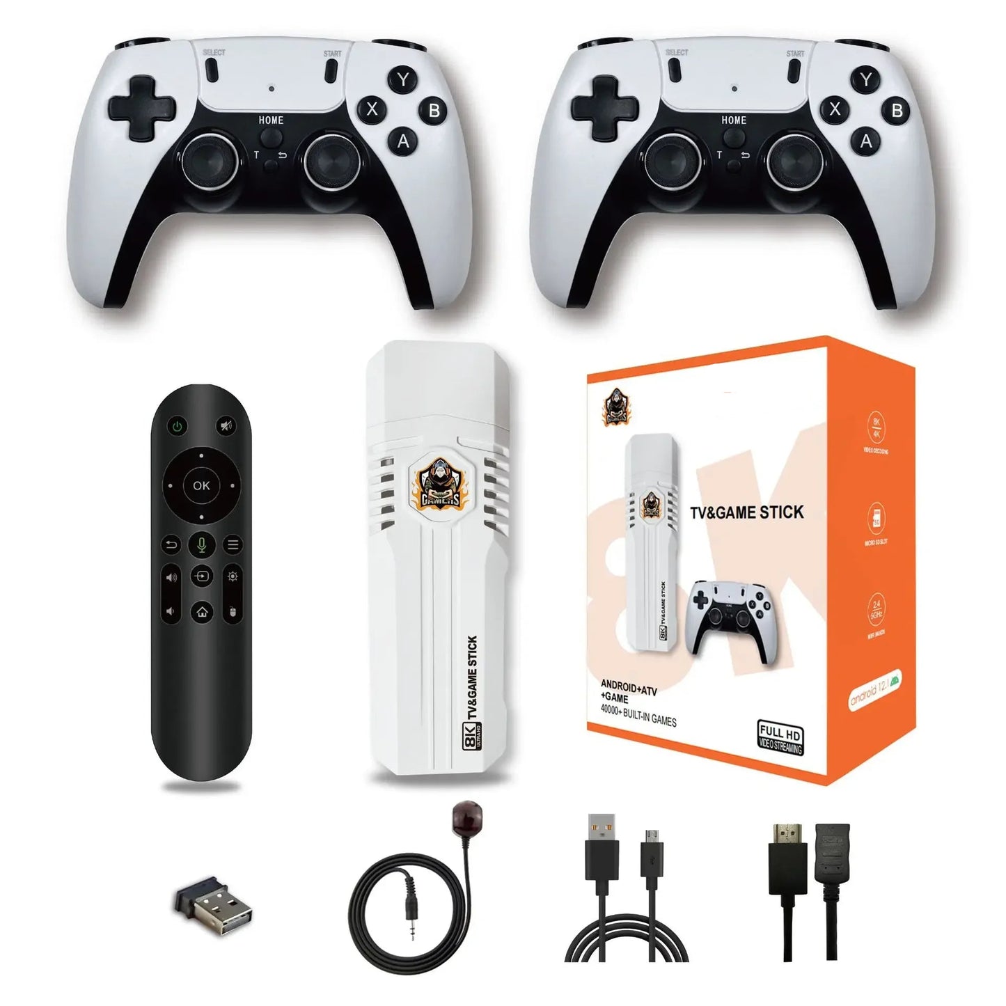 8K HD Android TV + Retro Game Stick with Built-in Wi-Fi 40000+ Games Including Need for Speed