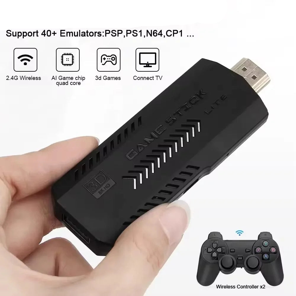 Gaming Stick Plus (4K) with Two Wireless Controllers with 38000+ Games including GTA