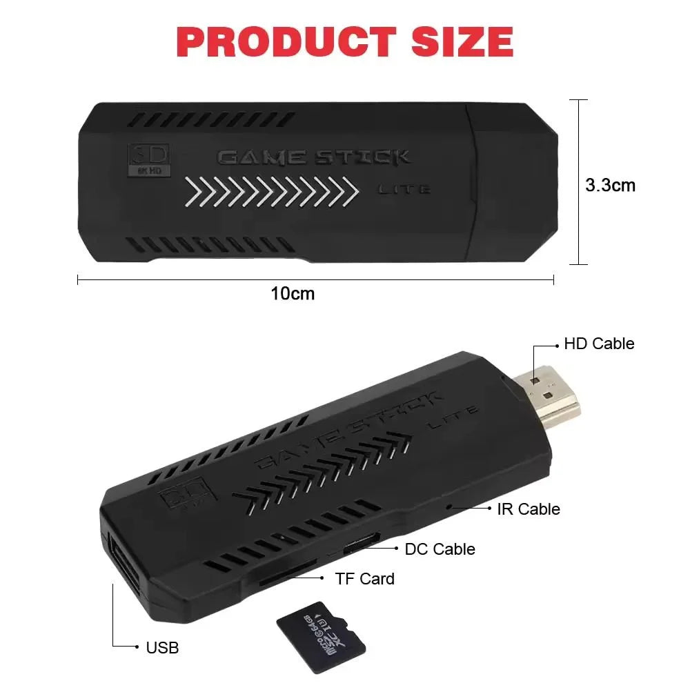Gaming Stick Plus (4K) with Two Wireless Controllers with 38000+ Games including GTA