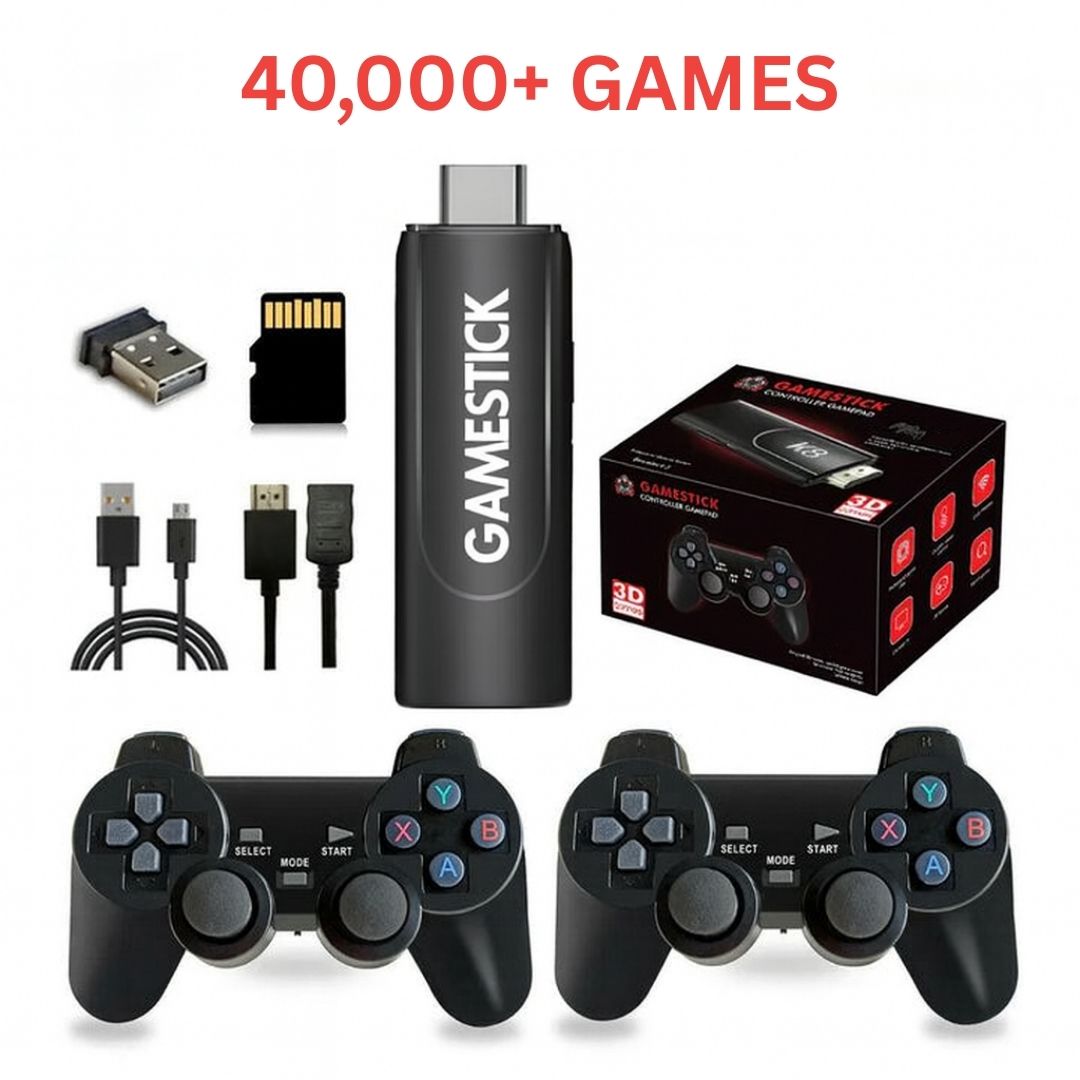 Premium 4K Gaming Stick with Two Wireless Controllers and 40,000+ Game ...