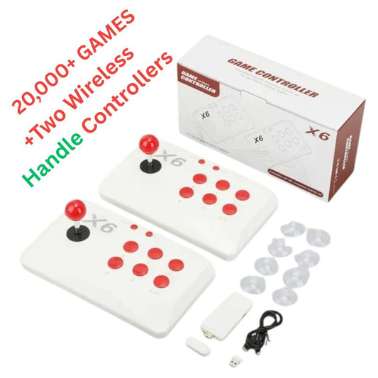 4K Plug and Play Console with 2.4G Wireless Double Handles and 20,000+ Built in Games