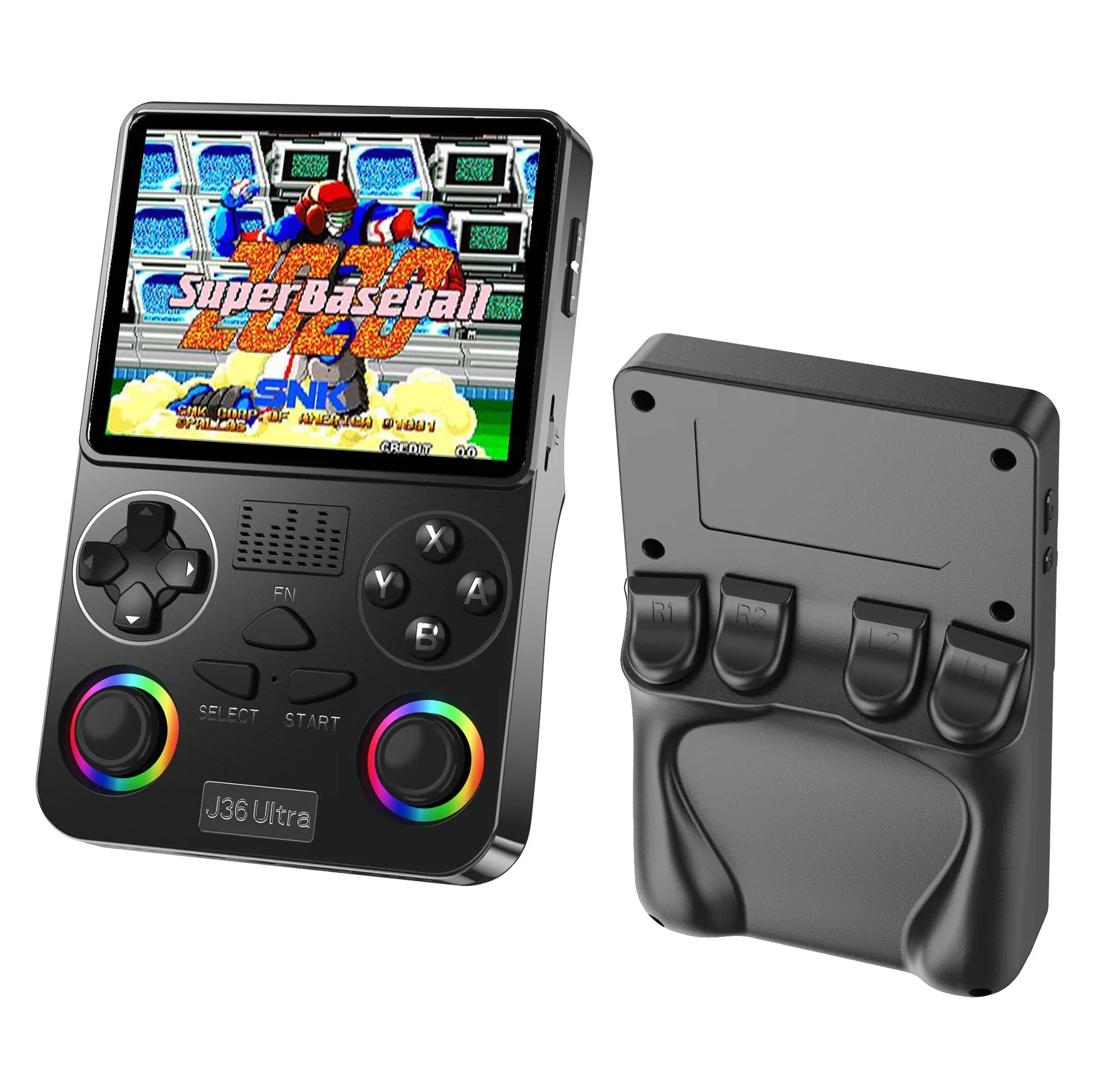 Black J36 Ultra handheld with RGB dual joysticks