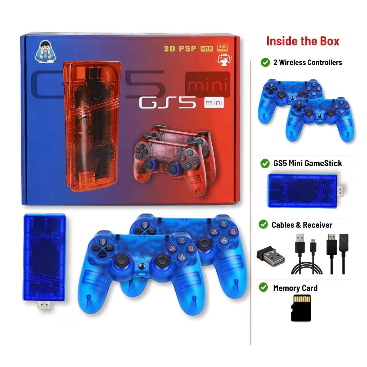 GS5 Mini game stick with two wireless controllers