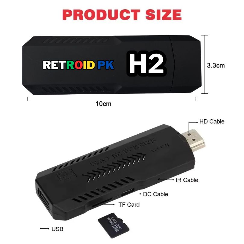 H2 Gaming Stick (4K) with Two Wireless Controllers with 40000+ Games including | Need for Speed, Tekken 5, GTA, Cricket, Fifa, Spiderman 2 | 1 Year Warranty