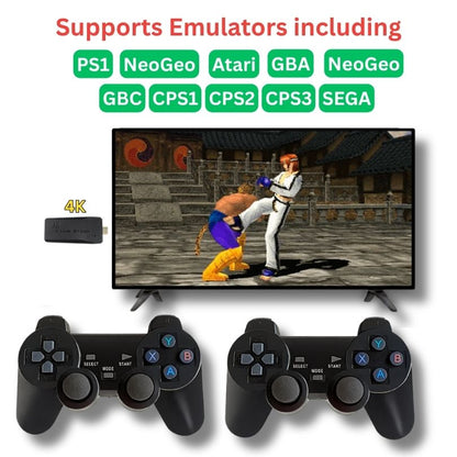 Original 4K Plug & Play Game Stick with Two Wireless Controllers & 20000+ Built-in Games