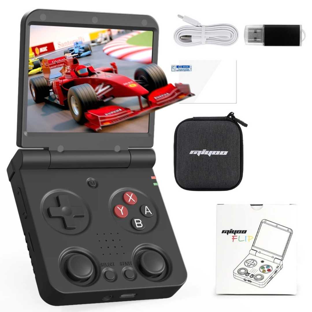 Black Miyoo Flip V2 retro handheld console in Pakistan