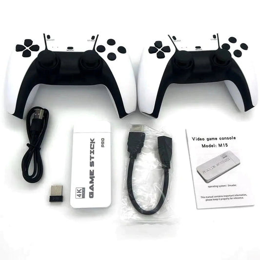 New 4K Plug & Play Game Stick with Two Advanced Wireless Controllers & 20000+ Built-in Games M15