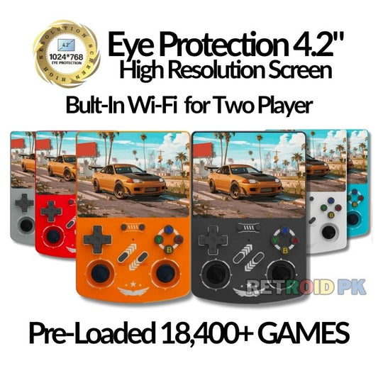 Retro R40XX Handheld with 4.2 Inch Eye Protection HD IPS Screen, 18400+ Games, Built-in Wi-Fi