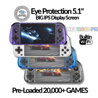 Retro R50S Handheld Console with Built-in WiFi, BIG 5.1 Inch Eye Protection IPS Screen, 20000+ Games