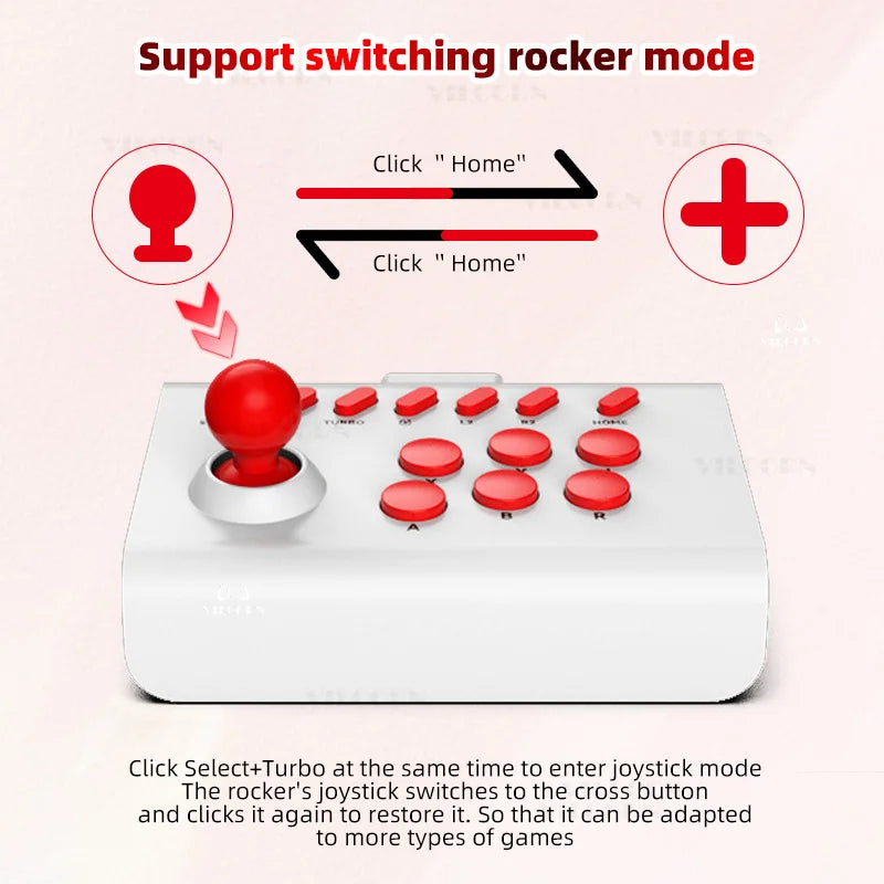 Wireless Arcade Fighting Stick Controller for PC, Android, iOS, Switch, PS3 & PS4