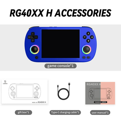 Blue Anbernic RG40XX H horizontal handheld console