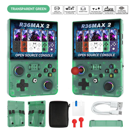 New R36 MAX2 XF45V Retro Handheld with 4.5 Inch Eye Protection HD IPS Screen, 18500+ Games, Built-in Wi-Fi & Vibration with Protection Case