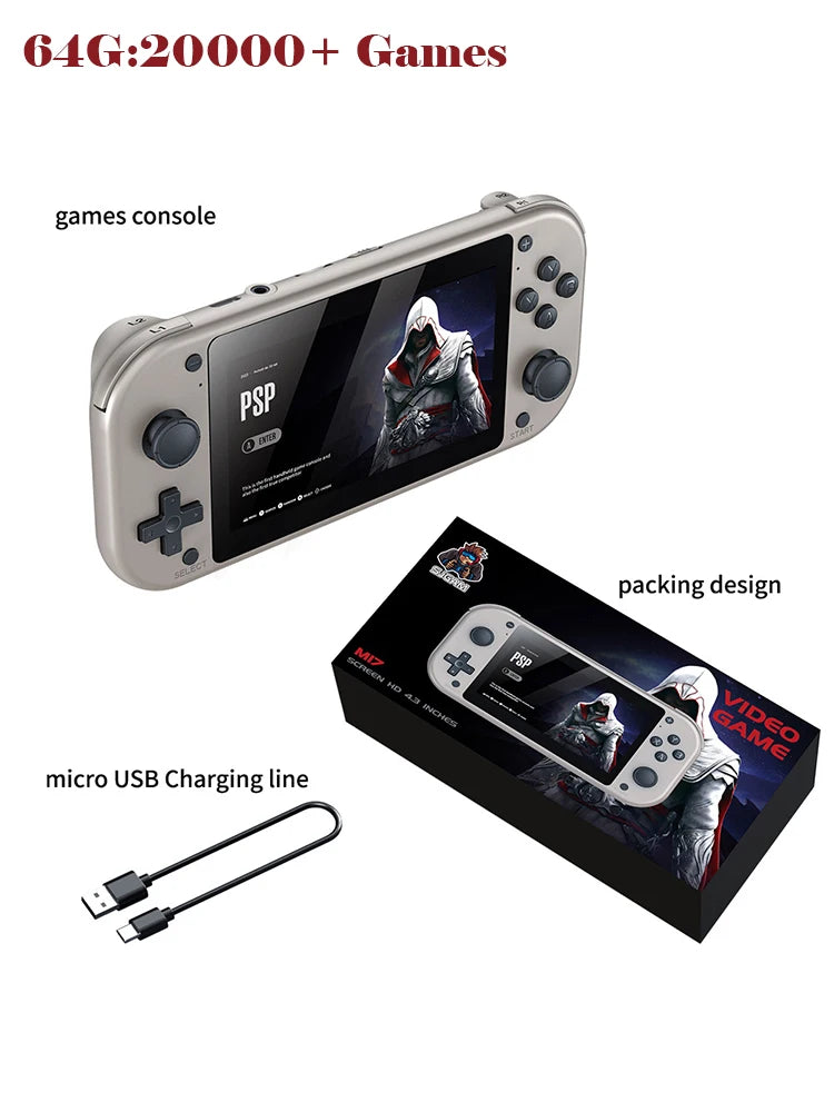 Retro Big 4.3 Inch IPS Display Portable Pocket Handheld Console with Linux System and 20,000+ Built in Games