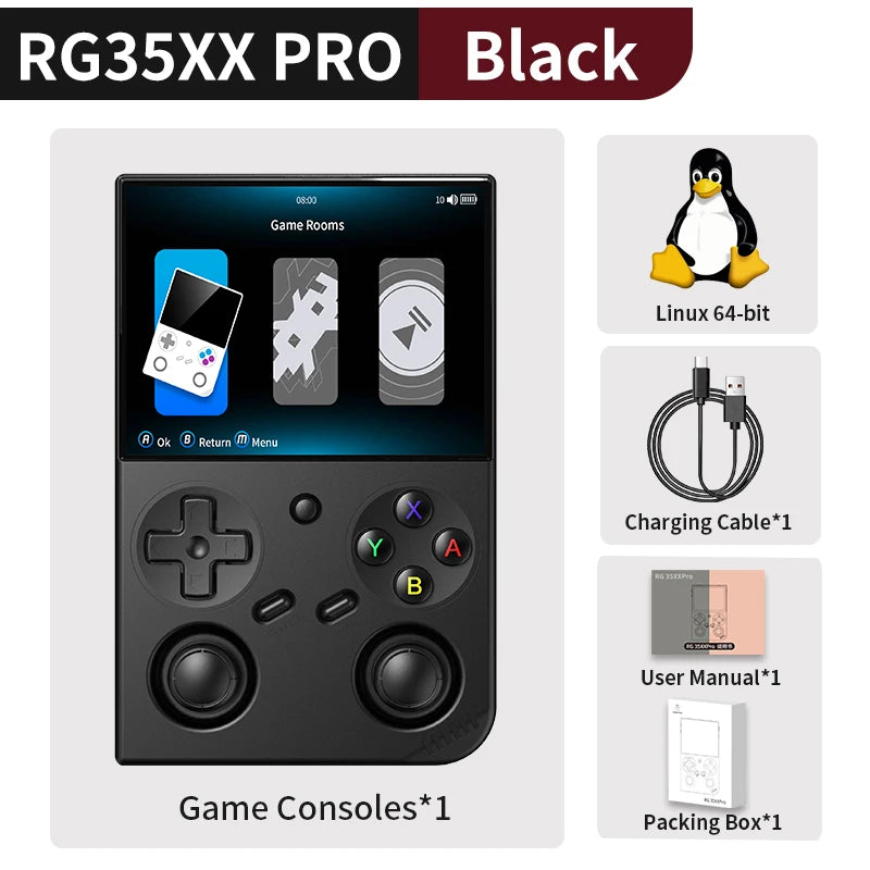 Anbernic RG 35XXPRO Retro Handheld Console with 3.5” IPS Screen, Dual Joysticks, 5,000+ Games