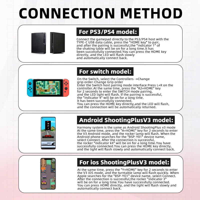 Wireless arcade stick for PC Android iOS Switch PS3 PS4