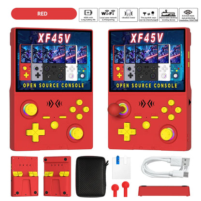 New R36 MAX2 XF45V Retro Handheld with 4.5 Inch Eye Protection HD IPS Screen, 18500+ Games, Built-in Wi-Fi & Vibration with Protection Case
