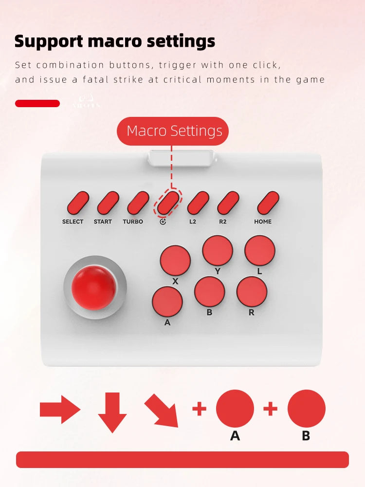Wireless Arcade Fighting Stick Controller for PC, Android, iOS, Switch, PS3 & PS4