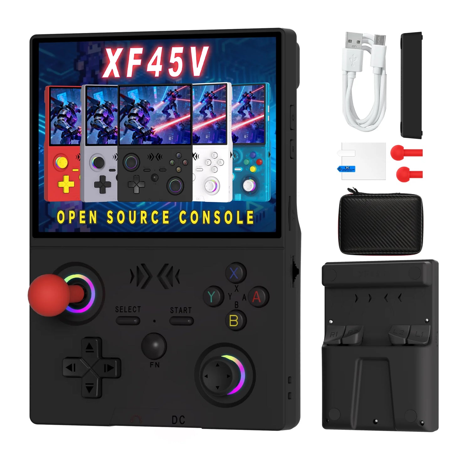 New R36 MAX2 XF45V Retro Handheld with 4.5 Inch Eye Protection HD IPS Screen, 18500+ Games, Built-in Wi-Fi & Vibration with Protection Case