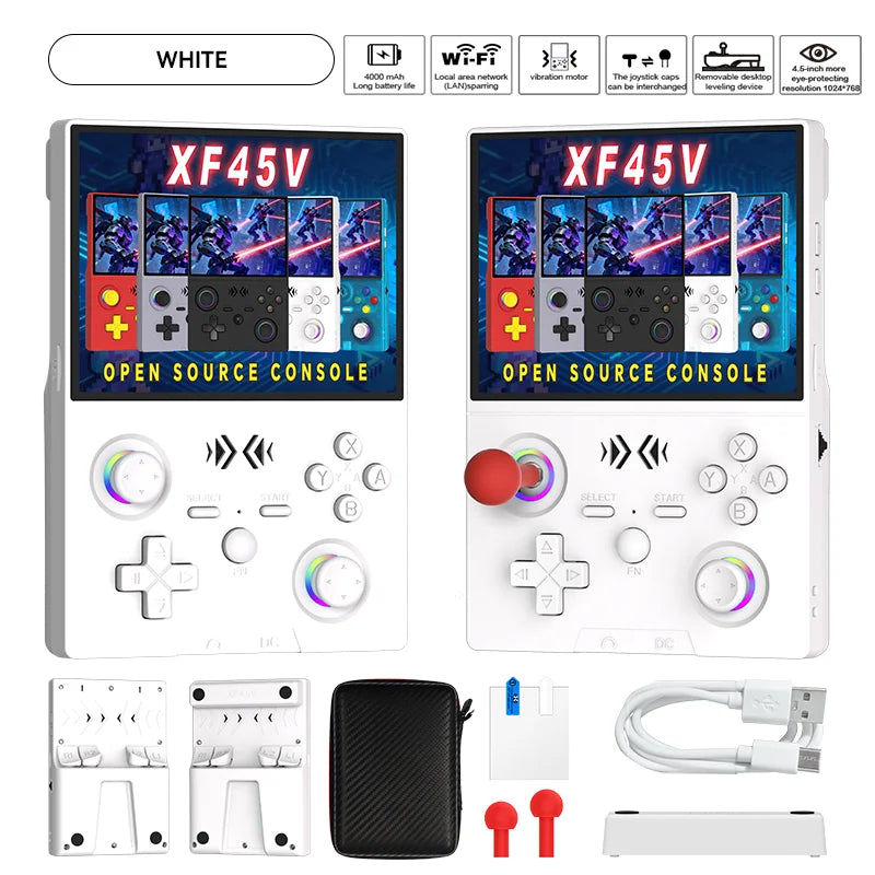 New R36 MAX2 XF45V Retro Handheld with 4.5 Inch Eye Protection HD IPS Screen, 18500+ Games, Built-in Wi-Fi & Vibration with Protection Case
