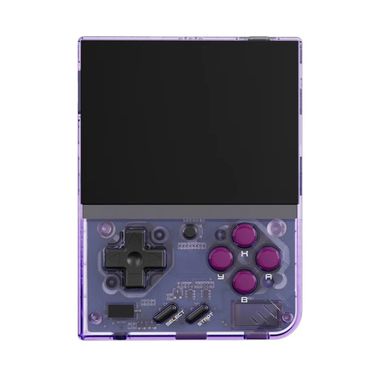 Transparent purple Miyoo Mini Plus retro handheld console