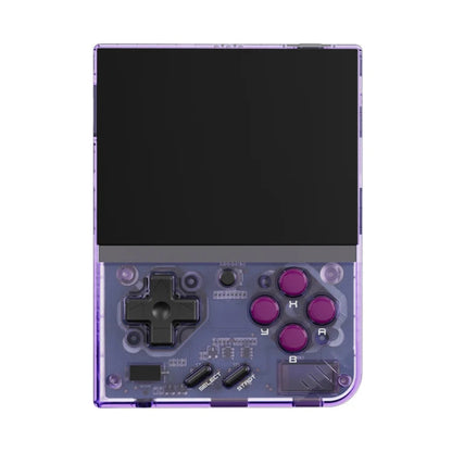 Transparent purple Miyoo Mini Plus retro handheld console