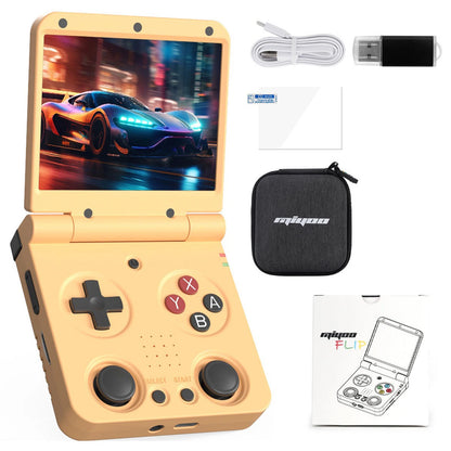 Yellow Miyoo Flip V2 pocket retro gaming handheld