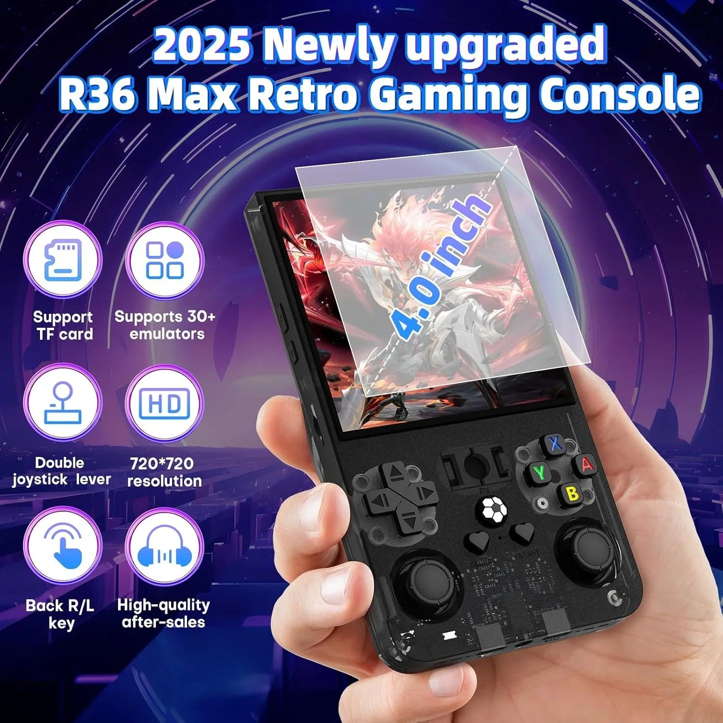 Retro MAX Handheld Console with 4.0 Inch Eye Protection HD IPS Screen, 18000+ Games and Protection Case