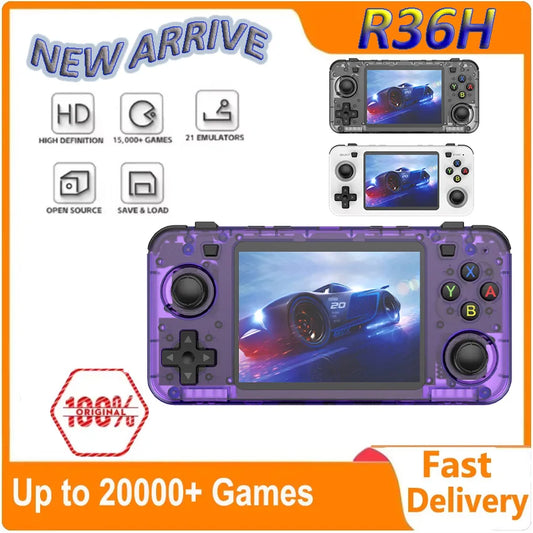New R36H Retro Handheld Console with 3.5Inch IPS Screen, 10000+ Games