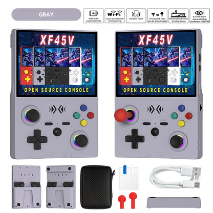 New R36 MAX2 XF45V Retro Handheld with 4.5 Inch Eye Protection HD IPS Screen, 18500+ Games, Built-in Wi-Fi & Vibration with Protection Case