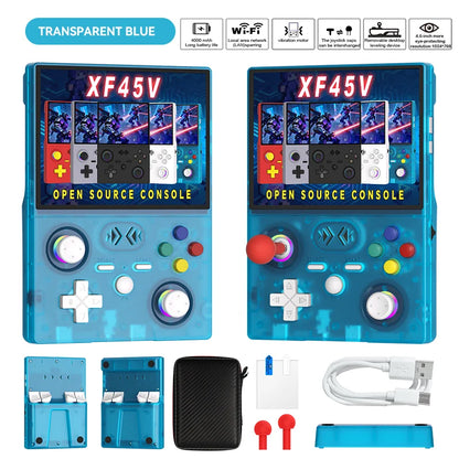 New R36 MAX2 XF45V Retro Handheld with 4.5 Inch Eye Protection HD IPS Screen, 18500+ Games, Built-in Wi-Fi & Vibration with Protection Case