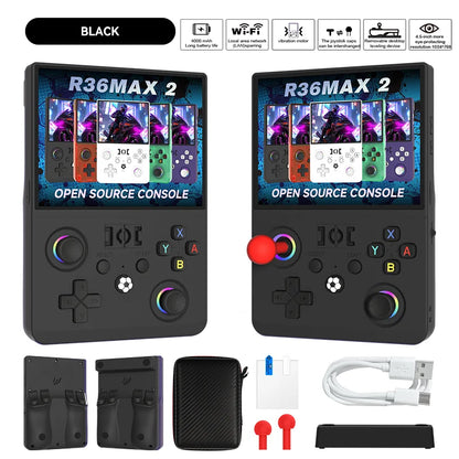 New R36 MAX2 XF45V Retro Handheld with 4.5 Inch Eye Protection HD IPS Screen, 18500+ Games, Built-in Wi-Fi & Vibration with Protection Case