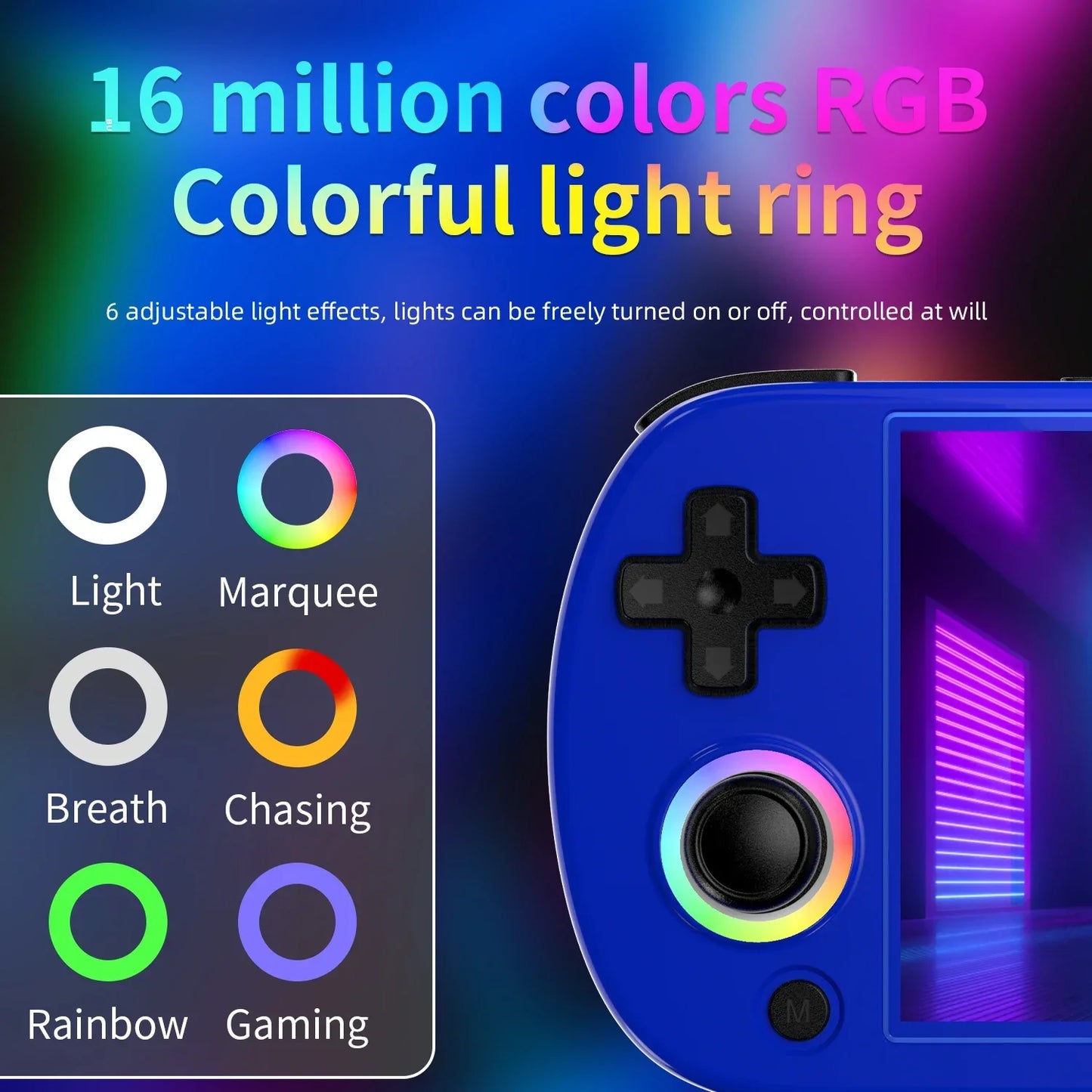 Anbernic RG40XX H with RGB joystick lighting