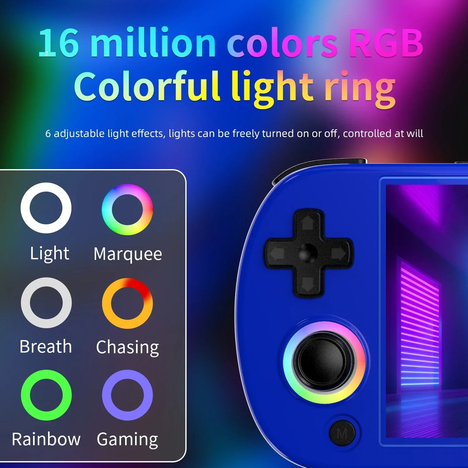 Anbernic RG40XX H with RGB joystick lighting
