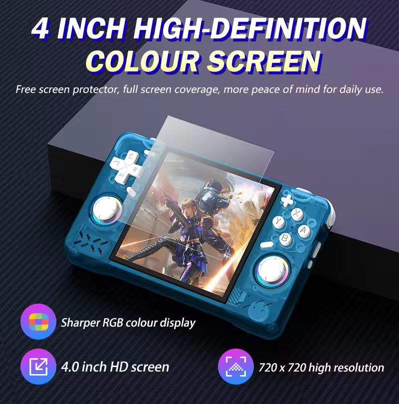 Retro Super MAX Handheld with 4 Inch Eye Protection HD IPS Screen, 18500+ Games, Built-in Wi-Fi & Vibration with Protection Case