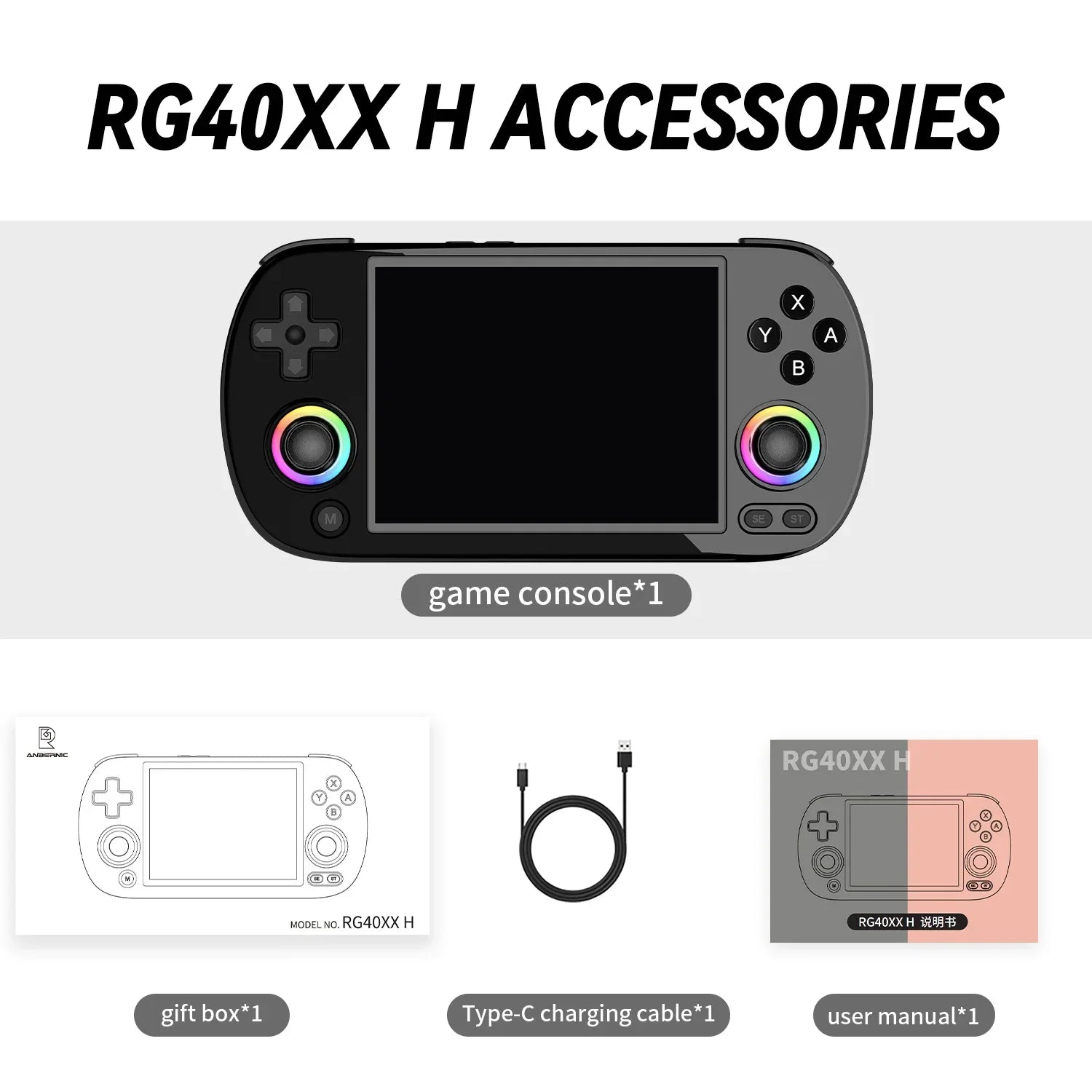 Black Anbernic RG40XX H retro handheld console in Pakistan