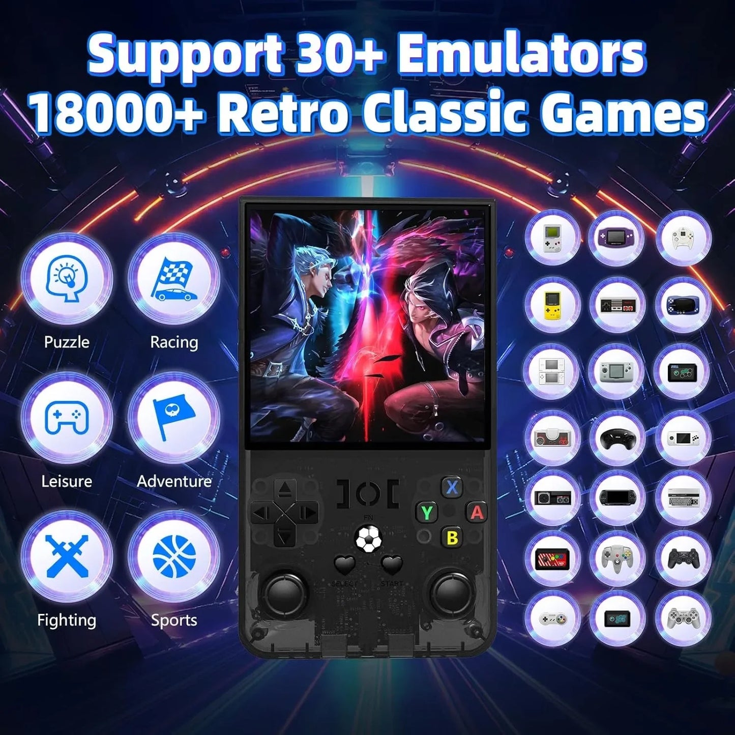 Retro MAX Handheld Console with 4.0 Inch Eye Protection HD IPS Screen, 18000+ Games and Protection Case