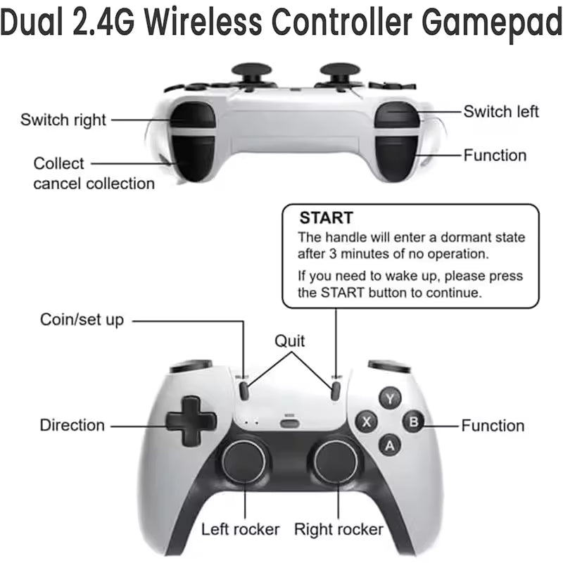 Premium 2.4G Bluetooth Wireless Gamepad Pair with USB Receiver for PC, Android TV, Android Box & Game Sticks