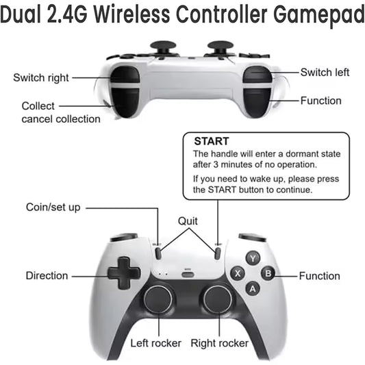 Premium 2.4G Bluetooth Wireless Gamepad Pair with USB Receiver for PC, Android TV, Android Box & Game Sticks