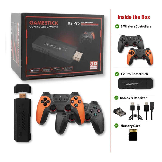 X2 Pro 4K Retro Gamestick with 2 Wireless Controllers & 40,000+ Games
