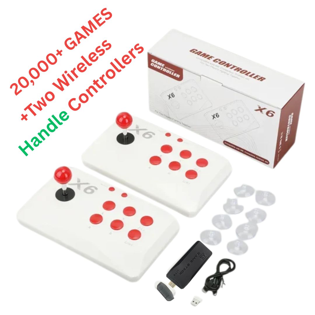 4K Plug and Play Console with 2.4G Wireless Double Handles and 20,000+ Built in Games
