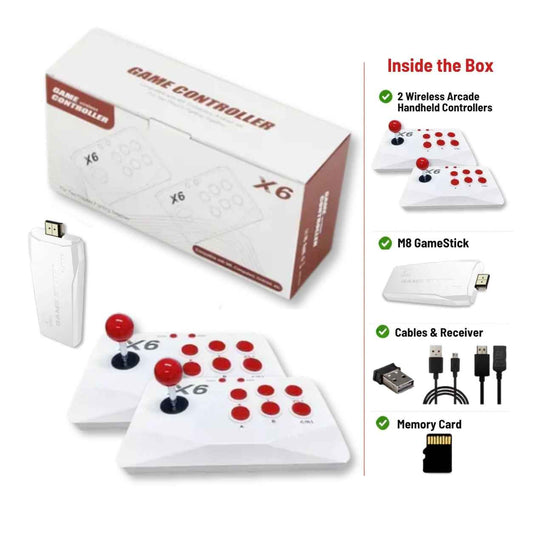 X6 4K Game Stick with Wireless Arcade Joystick Controllers & 20,000+ Games
